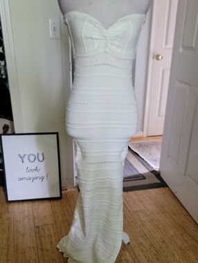 White Fix Strapless White Knit Maxi Dress
